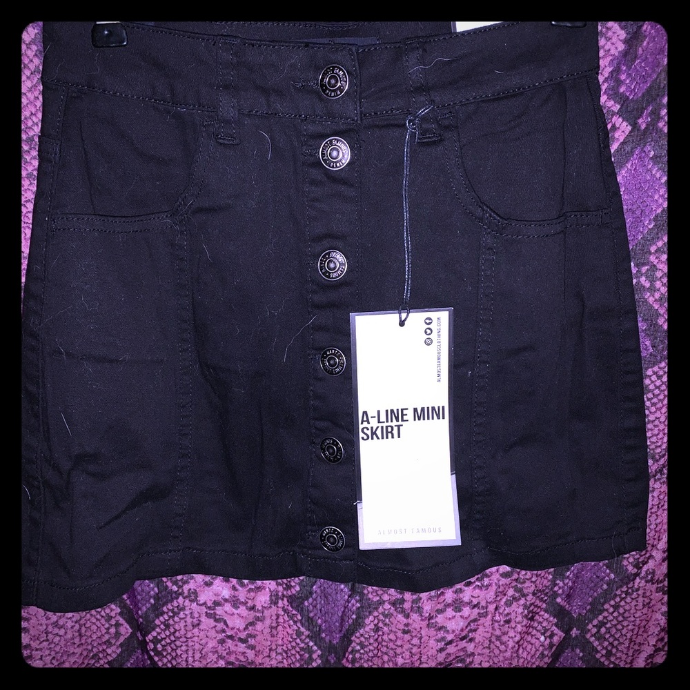 Black Denim A-Line Mini Skirt